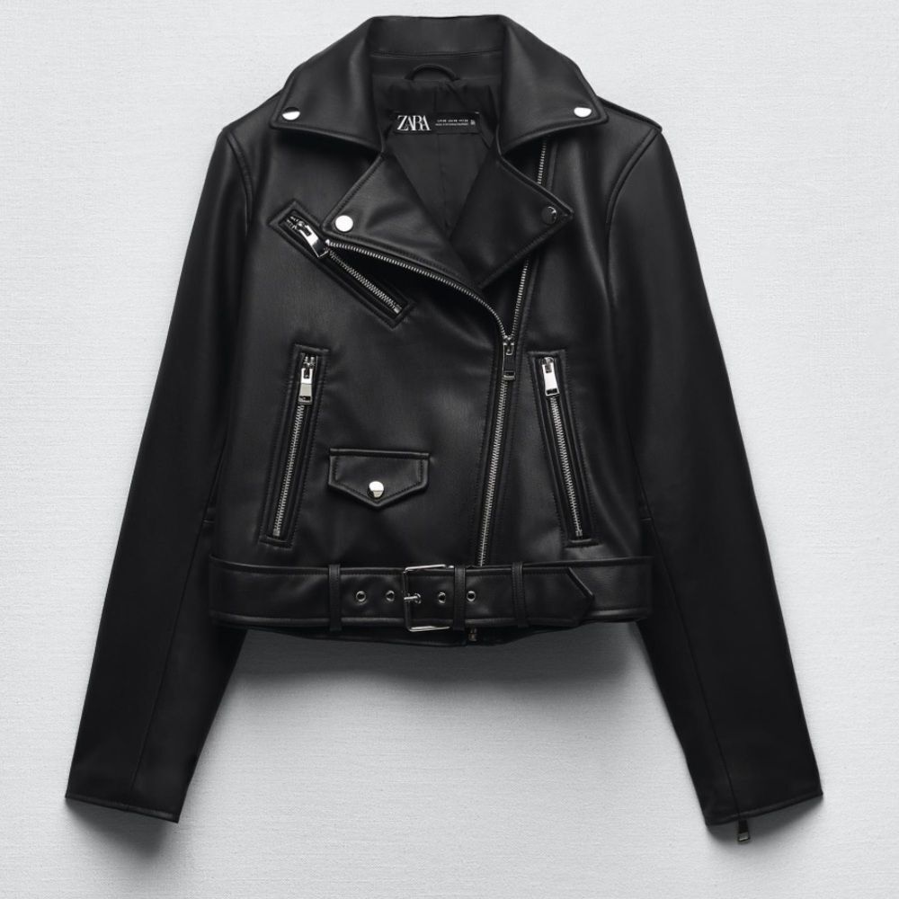Zara faux leather Moto jacket black